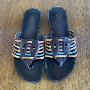 BCBGirls Multi Color/Brown Huaraches Style Sandals